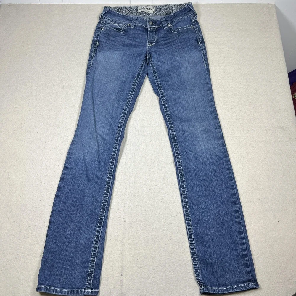 Ariat R.E.A.L. Jeans Womens 30XL Blue Medium Wash Slim Straight Stretch Denim - Picture 3 of 13
